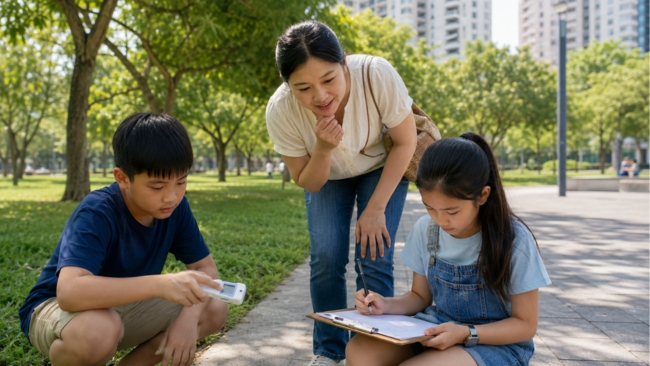 gia đình khám phá STEM tại công viên